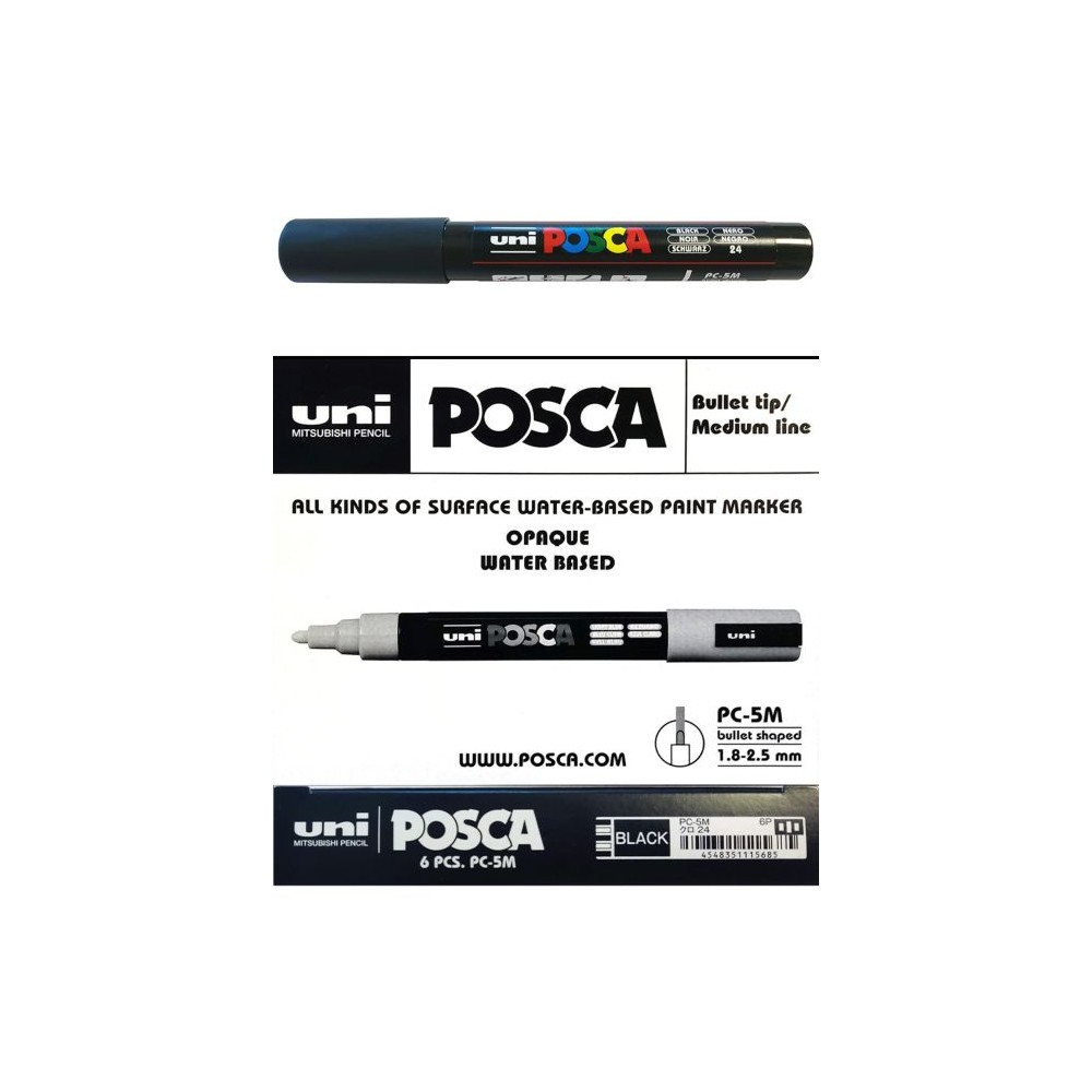 PENNARELLO MARCATORE POSCA MEDIO NERO PM-5 CONF. 6PZ
