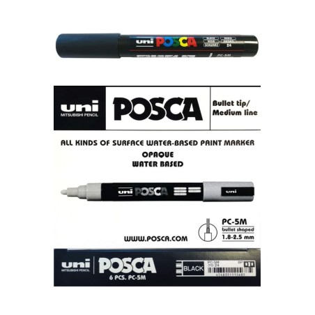 PENNARELLO MARCATORE POSCA MEDIO NERO PM-5 CONF. 6PZ