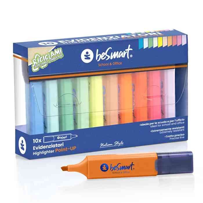 BLISTER 10 EVIDENZIATORI PASTEL+FLUO POINT UP COLORI ASSORTITI (01020027)
