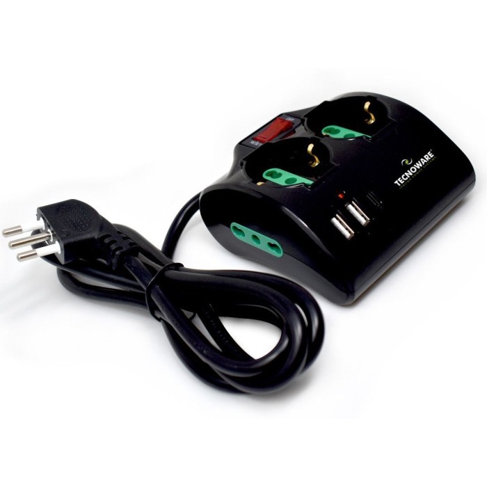 MULTIPRESA POWER CLEANER 4: INGRESSO ITALIA - 2 USCITE ITALIA/SCHUKO - 2 USCITE ITALIA 10/16A - PORTE USB-A / TYPE-C - TOGETHER 