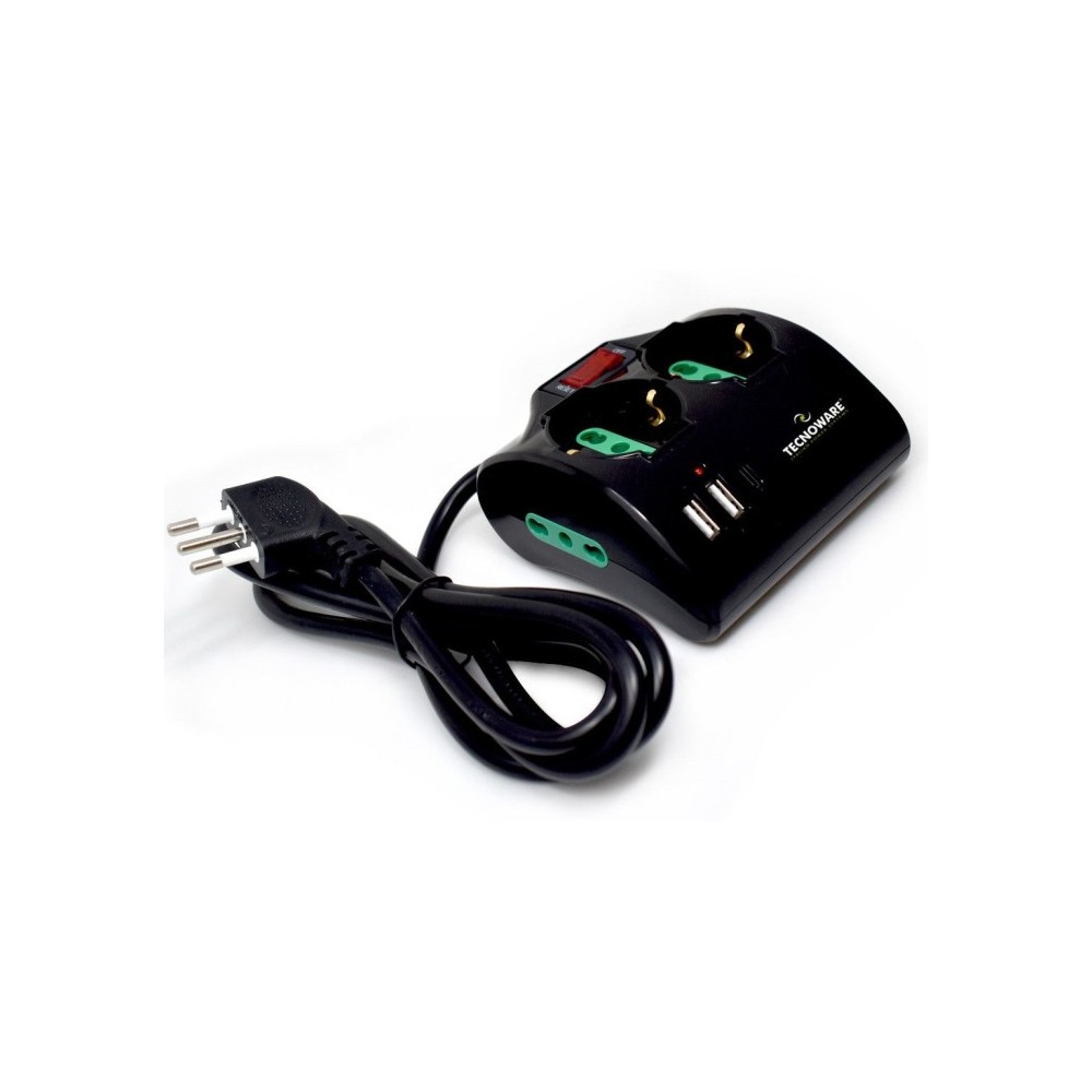 MULTIPRESA POWER CLEANER 4: INGRESSO ITALIA - 2 USCITE ITALIA/SCHUKO - 2 USCITE ITALIA 10/16A - PORTE USB-A / TYPE-C - TOGETHER 