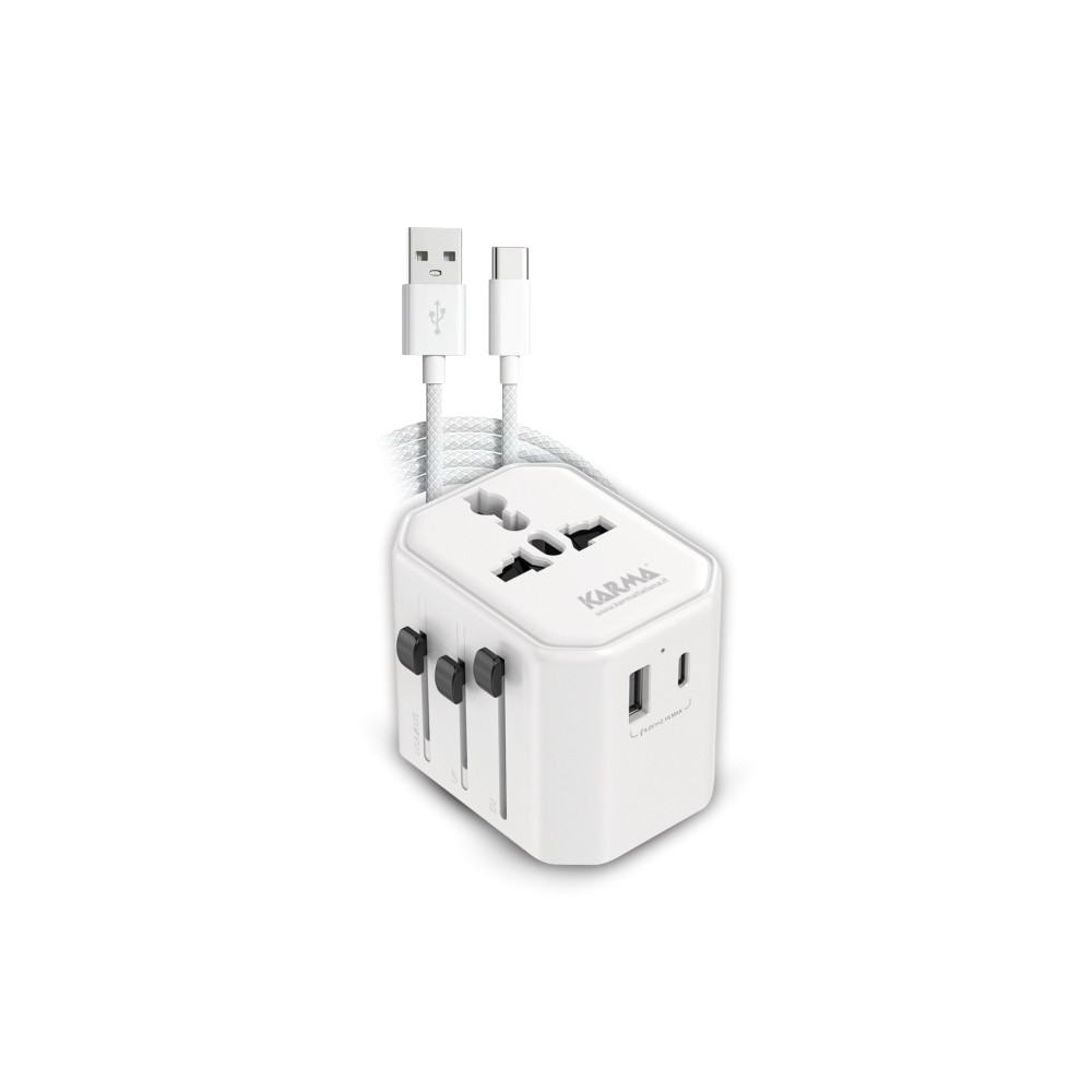 ADATTATORE DA VIAGGIO MULTIPRESA CON 2 PORTE USB E CAVO (CC 9600USBC)