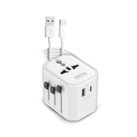 ADATTATORE DA VIAGGIO MULTIPRESA CON 2 PORTE USB E CAVO (CC 9600USBC)
