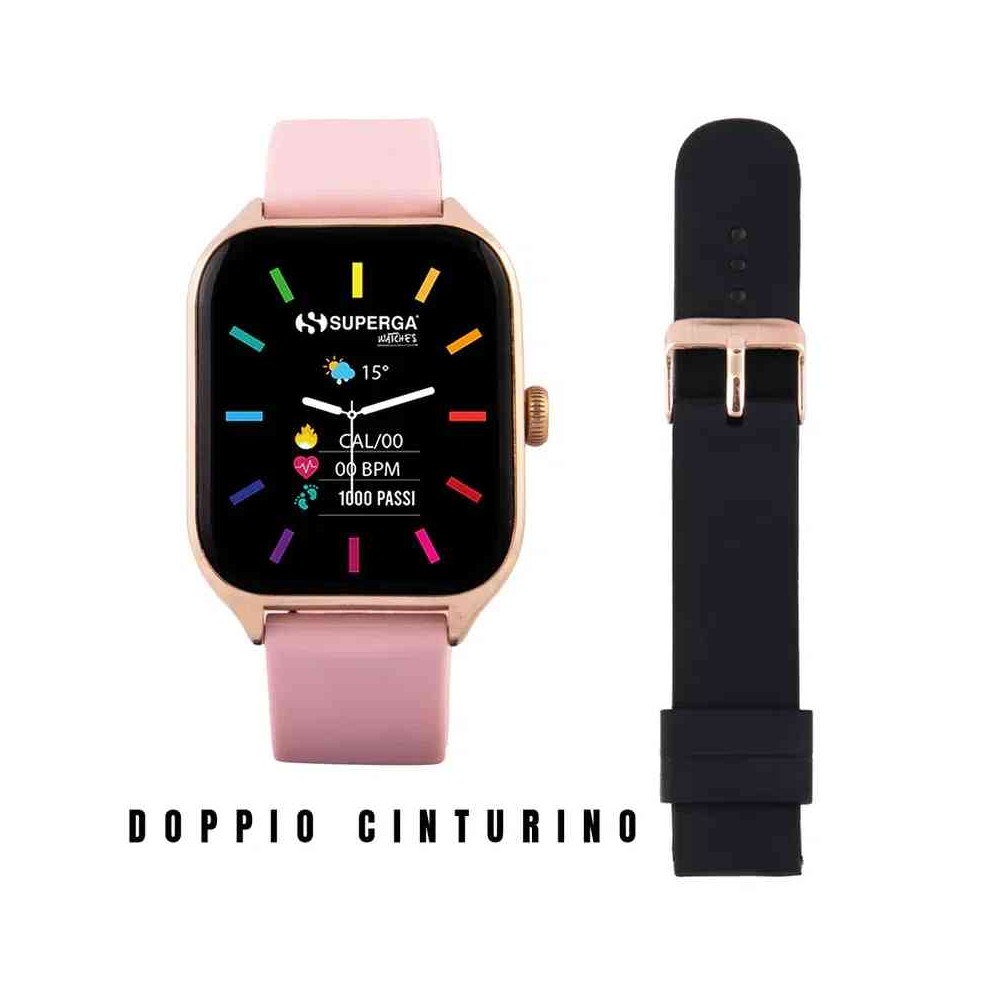 SMARTWATCH SWT-STC007 GOLD + CINTURINO WINNER SILICONE NERO O ROSA