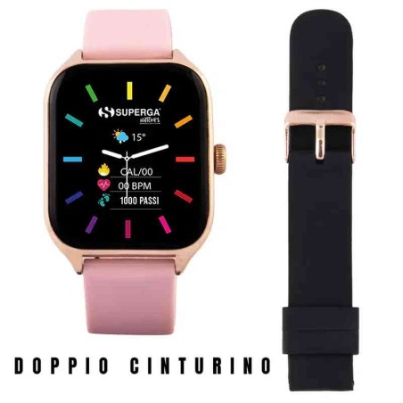 SMARTWATCH SWT-STC007 GOLD + CINTURINO WINNER SILICONE NERO O ROSA