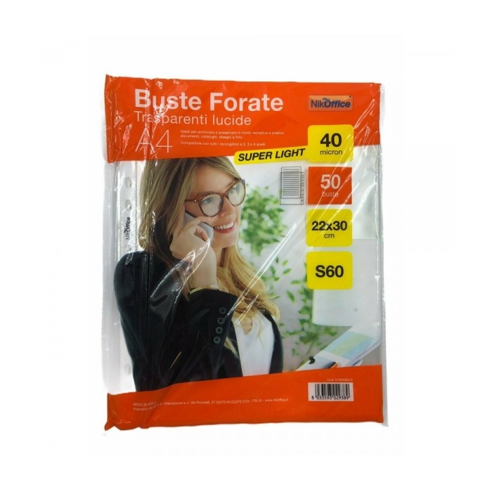 BUSTE FORATE A4 22X30 15" - 50 PEZZI (01NIK012)