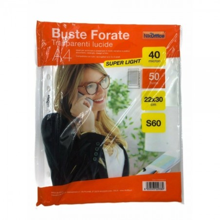 BUSTE FORATE A4 22X30 15" - 50 PEZZI (01NIK012)