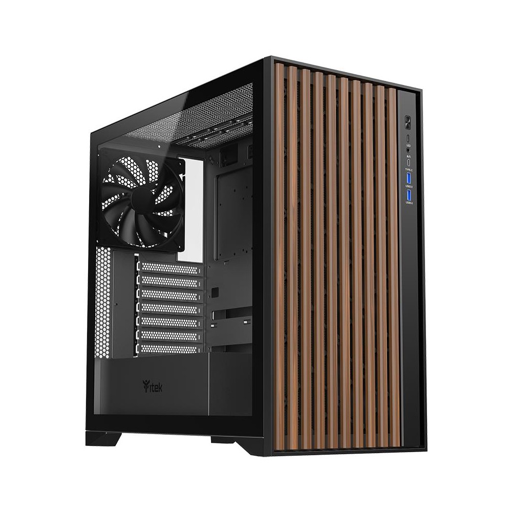 CASE GAMING WOODY ITGCAWO28B - NO ALIMENTATORE - FRONTALE IN LEGNO - NERO