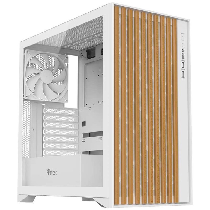 CASE GAMING WOODY ITGCAWO28W - NO ALIMENTATORE - FRONTALE IN LEGNO - BIANCO