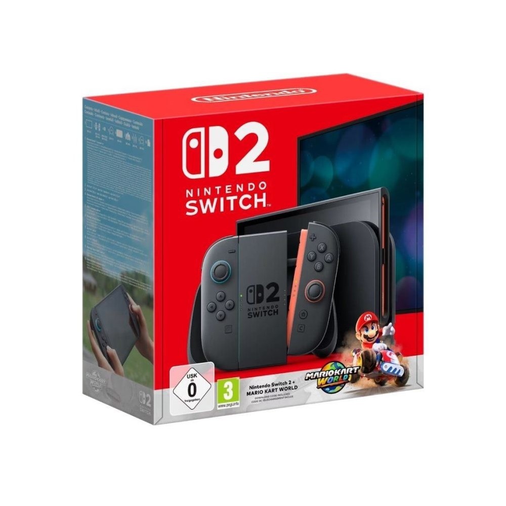 CONSOLE SWITCH 2 BLACK NERA + GIOCO MARIO KART WORLD