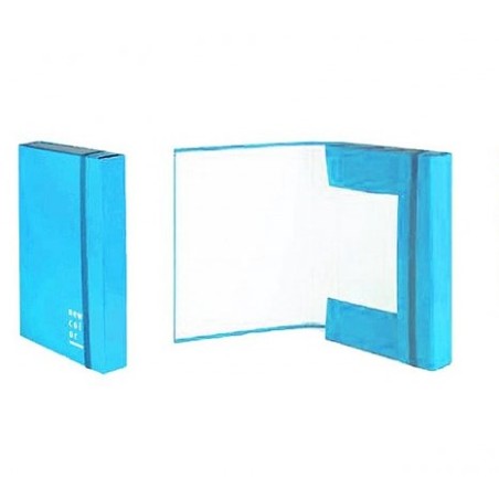 CARTELLA CON ELASTICO 3 LEMBI DORSO BLU 3CM