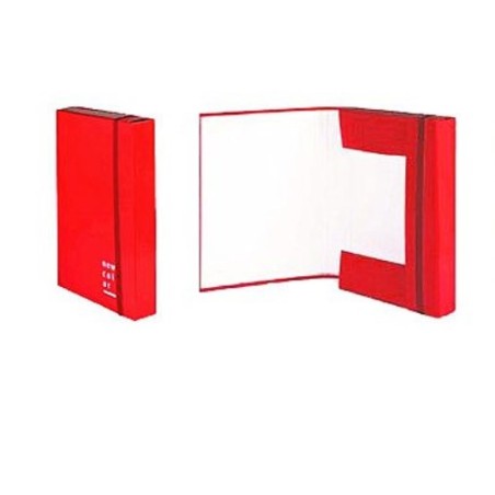 CARTELLA CON ELASTICO 3 LEMBI DORSO ROSSO 3CM