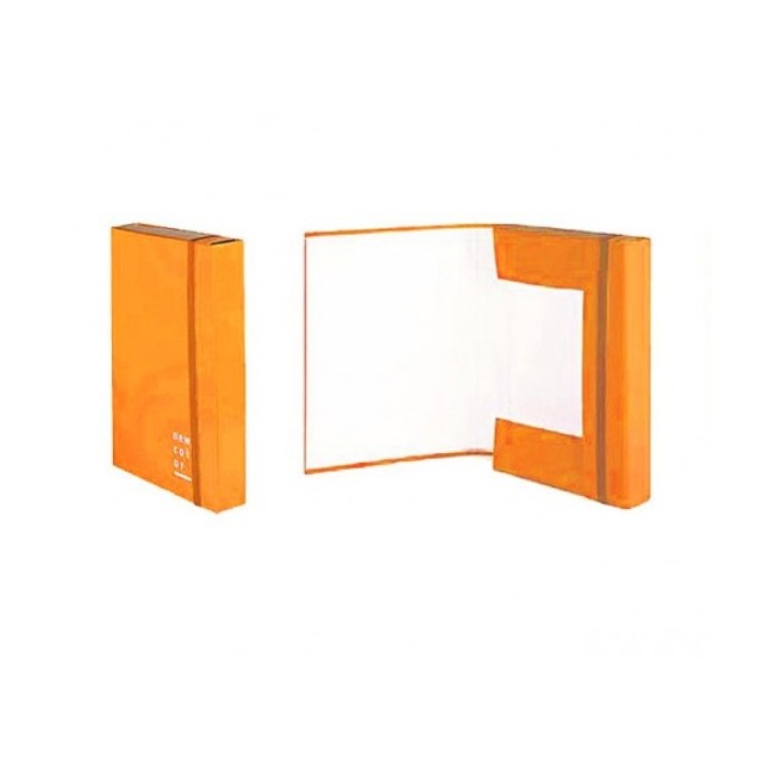 CARTELLA CON ELASTICO 3 LEMBI DORSO ARANCIO 3CM