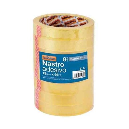 NASTRO ADESIVO 19MM X 66MT TRASPARENTE (8 PEZZI)