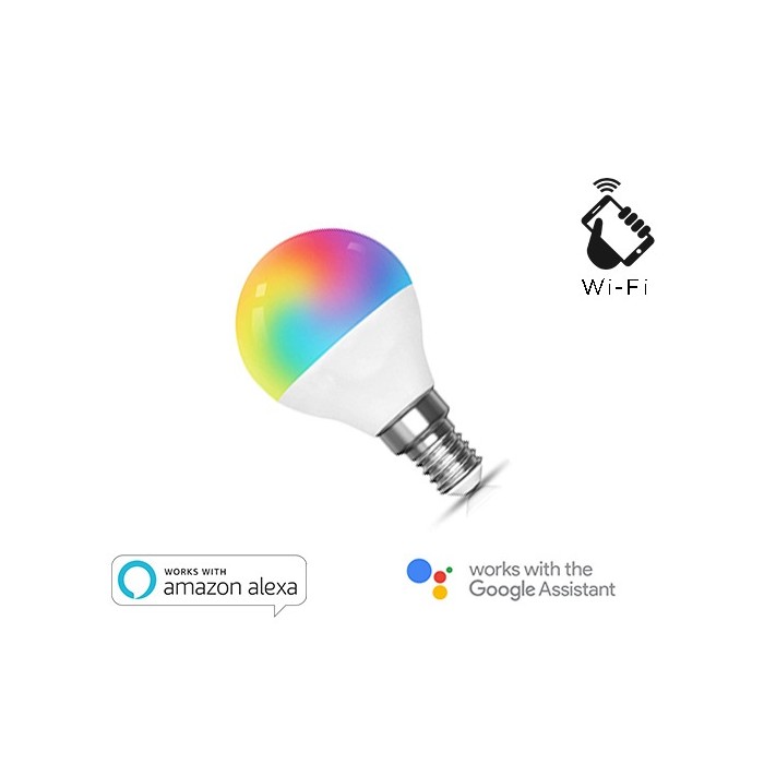 LAMPADA LED SMART EE-45WE14G RGB + BIANCO CALDO E14 G45 DIMMERABILE WIFI - ALEXA E GOOGLE HOME