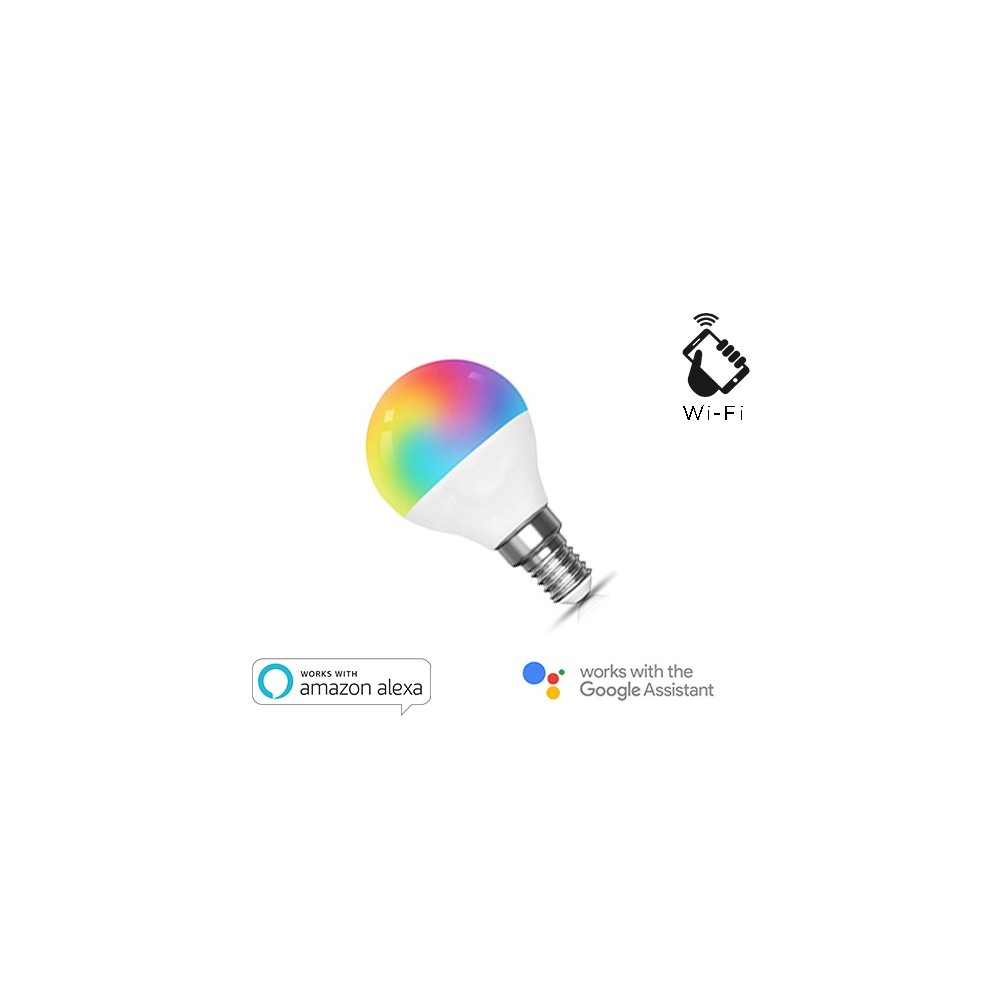 LAMPADA LED SMART EE-45WE14G RGB + BIANCO CALDO E14 G45 DIMMERABILE WIFI - ALEXA E GOOGLE HOME