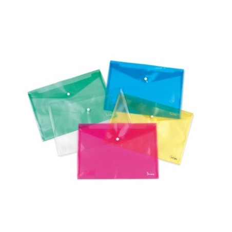 BUSTE PORTADOCUMENTI A4 CON BOTTONE - 5PZ - TRASPARENTI (7019TR)