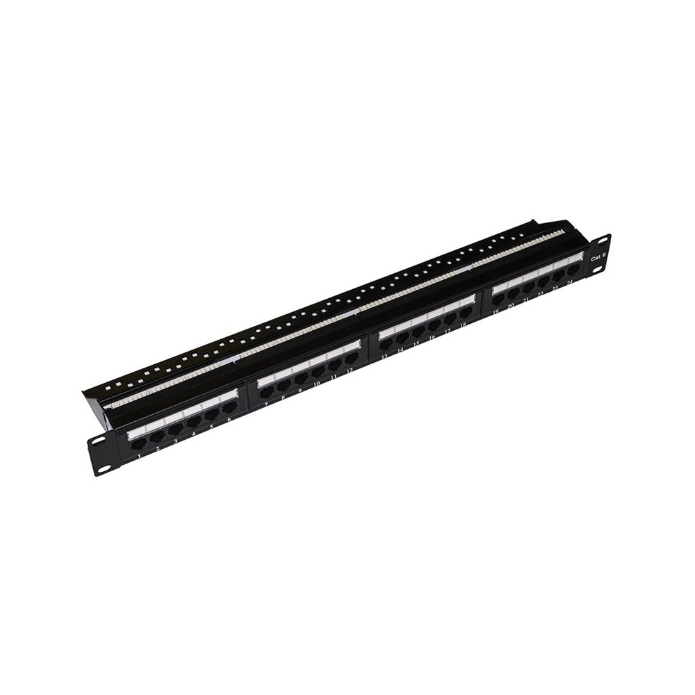 PANNELLO PATCH 19" NON SCHERMATO UTP 24 PORTE 8 POLI RJ45 PER RETI CAT.6 NERO (LKP624U)