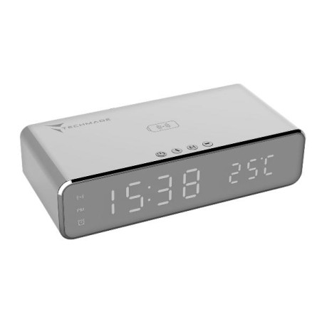 SVEGLIA DIGITALE TM-W258 CON FUNZIONE DI RICARICA WIRELESS - SILVER