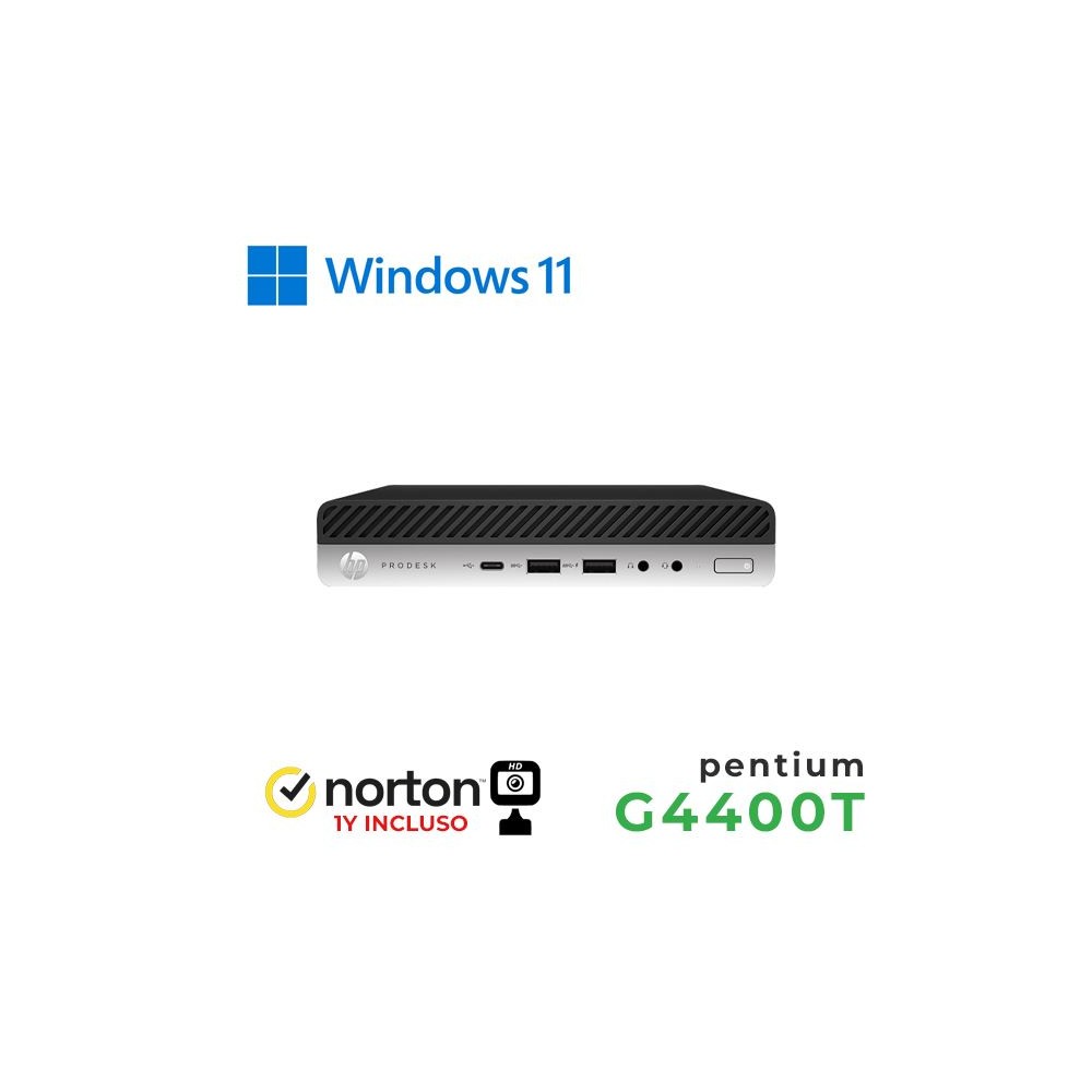 PC HP 600-800 G3 MINI PC INTEL G4400T 16GB 128GB SSD + 500GB HDD WINDOWS 11 PRO + NORTON ANTIVIRUS + WEBCAM - RICONDIZIONATO -