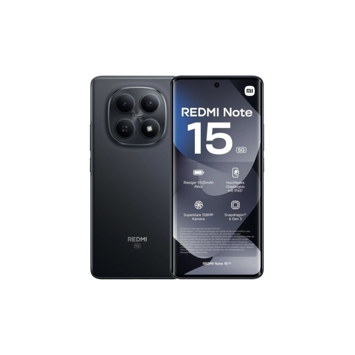 SMARTPHONE REDMI NOTE 15 - 8+256GB 5G BLACK NERO