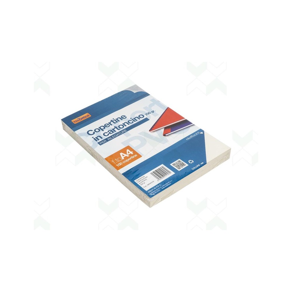 COPERTINE A4 QUADRANTI IN CARTONCINO PER RILEGATURE 230GR AVORIO (100FG) NIK010