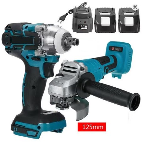 KIT AVVITATORE AD IMPULSO SVITABULLONI + SMERIGLATRICE ANGOLARE - 2 BATTERIE 18V - SET COMPLETO (NL-5825)