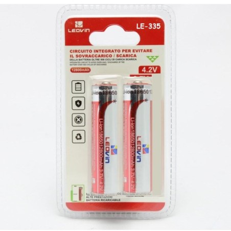 BATTERIA AL LITIO 18650 3,7V 12800MAH 2PZ CON POLI (LE-335)