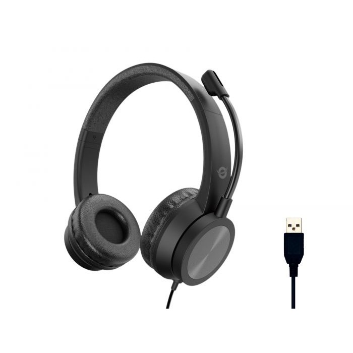 CUFFIE MICROFONO POLONA05B STEREO USB-A NERO