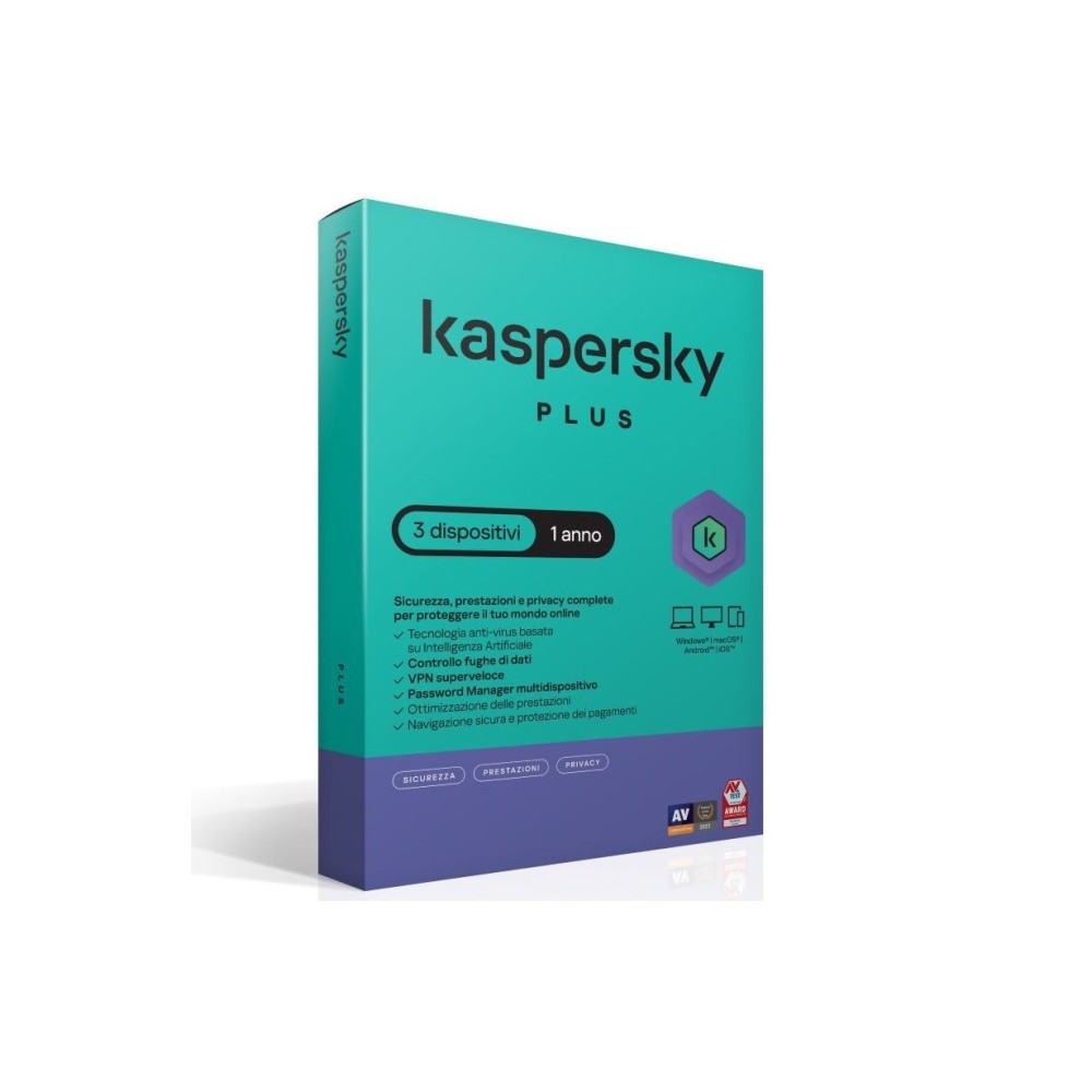 SOFTWARE SUPERSLIMBOX PLUS ANTIVIRUS FIREWALL FULL 1 LICENZA 1 ANNO 3 DISPOSITIVI (KL1042T5CFS-SSB)