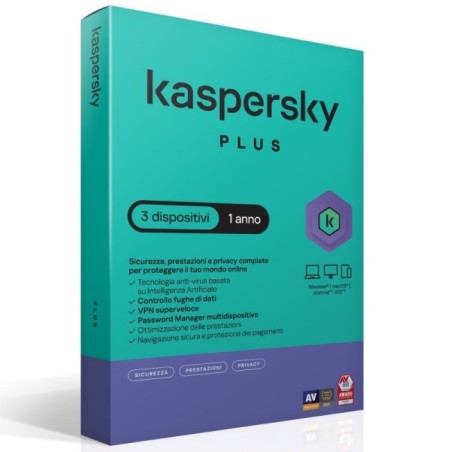 SOFTWARE SUPERSLIMBOX PLUS ANTIVIRUS FIREWALL FULL 1 LICENZA 1 ANNO 3 DISPOSITIVI (KL1042T5CFS-SSB)