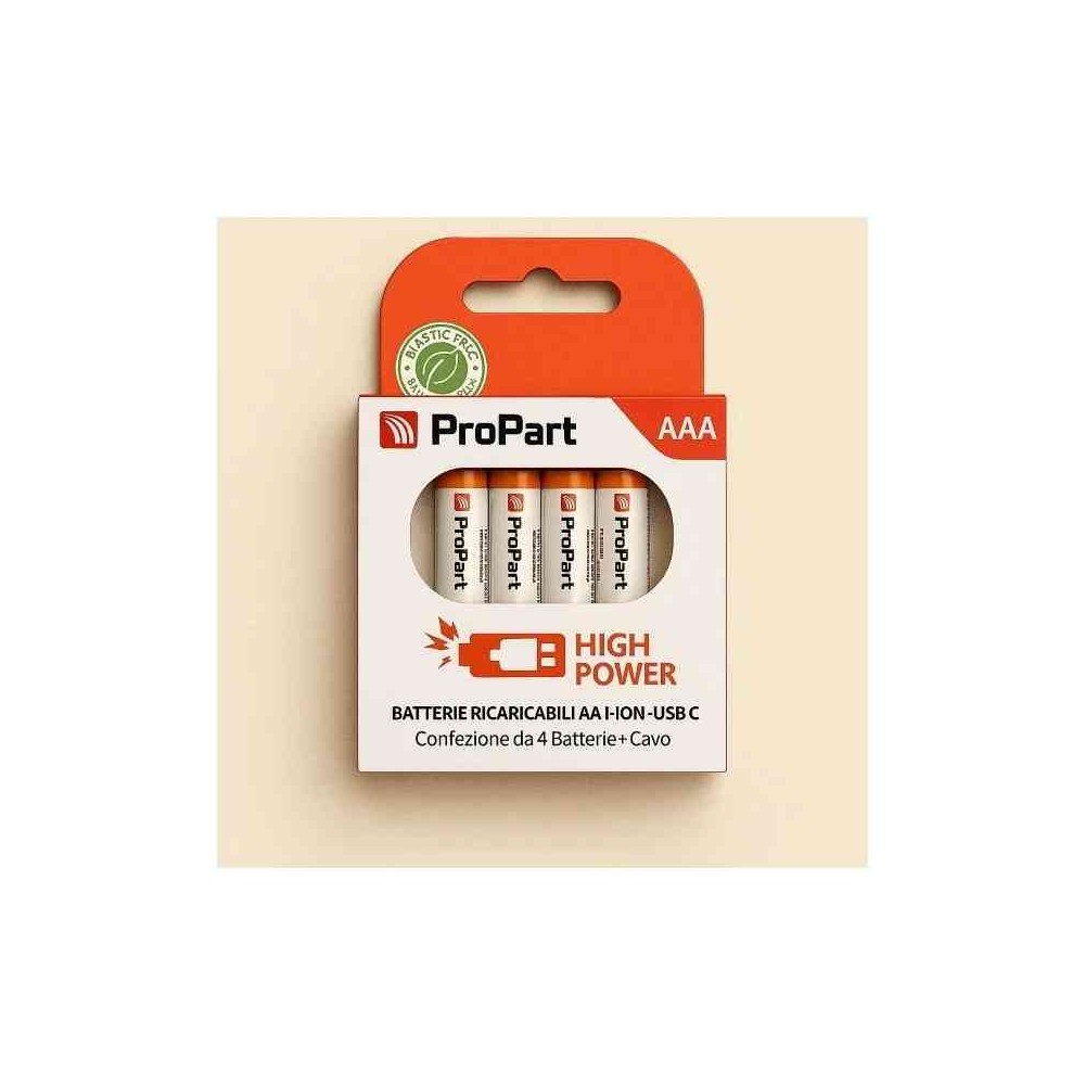 BATTERIE RICARICABILI AAA USB-C 435MAH 1.5V - CONF. 4PZ - EK-RB-07 (1INR10/28)