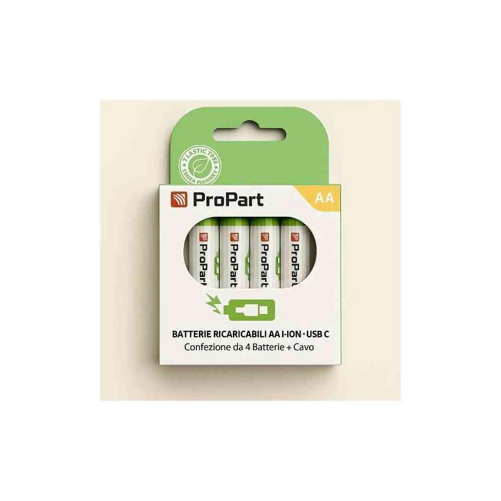 BATTERIE RICARICABILI AA USB-C 1250MAH 1.5V - CONF. 4PZ - EK-RB-01 (1INR14/40)