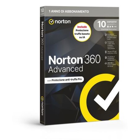 SOFTWARE ANTIVIRUS 360 ADVANCED 2026 - ANTITRUFFA - 10 DISPOSITIVI 12 MESI - 200GB - IT BOX (21483713)