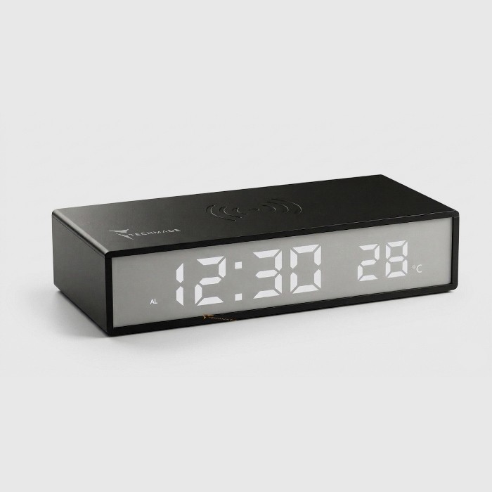 SVEGLIA DIGITALE TM-2201 CON FUNZIONE DI RICARICA WIRELESS 15W - NERO