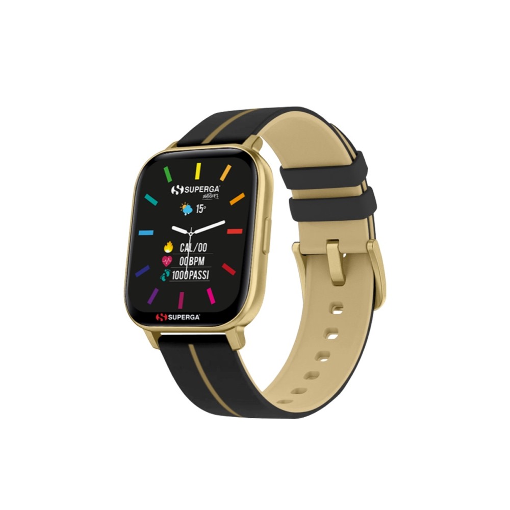 SMARTWATCH SWT-STC015 INK CINTURINO SILICONE NERO-GOLD / CASSA ALLUMINIO