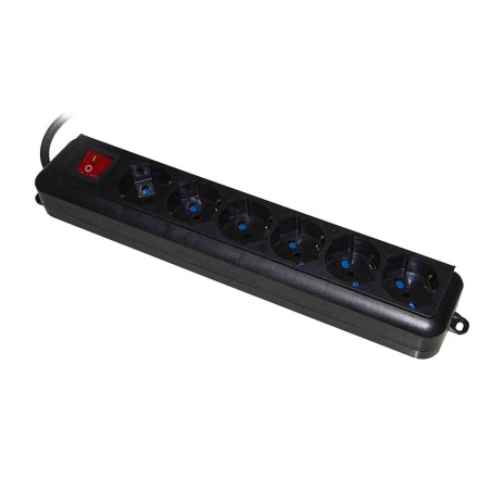 MULTIPRESA 6 POSTI SPINA ITA/SCHUKO 10/16A + INTERRUTTORE (LKMP06N) NERO