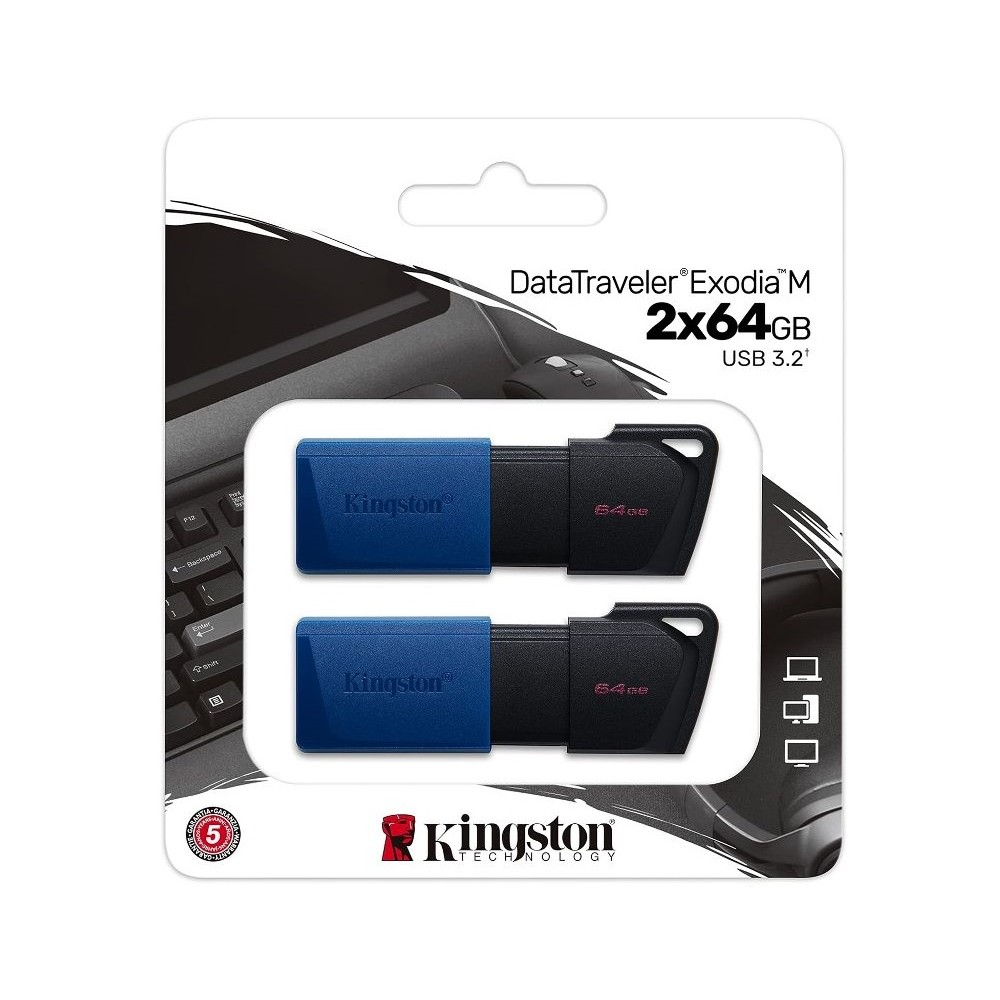 PEN DRIVE 64 GB DATATRAVELER EXODIA M USB 3.2 GEN1 (DTXM/64GB-2P) CONF. 2PZ