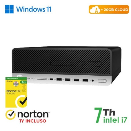 PC HP 600-800 G3 SFF INTEL CORE I7-7 GEN. 16GB 128GB SSD + 500GB HDD WINDOWS 11 PRO + NORTON ANTIVIRUS - RICONDIZIONATO (RN64634