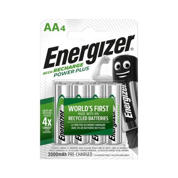 BATTERIE RICARICABILI STILO AA POWERPLUS 2000MAH CONF. 4PZ