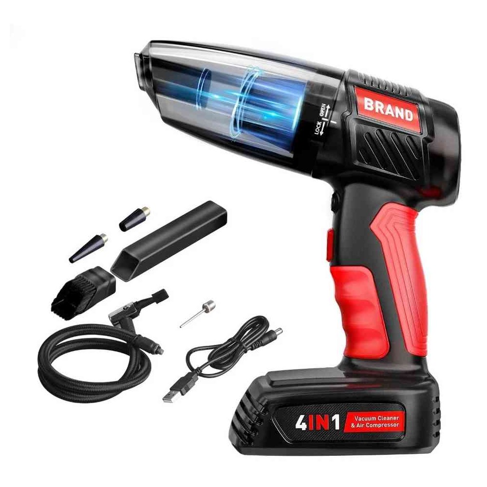 ASPIRAPOLVERE PORTATILE DA AUTO CAR VACUUM CLEANER 4IN1 CON COMPRESSORE GONFIATORE GOMME (MZ-009)