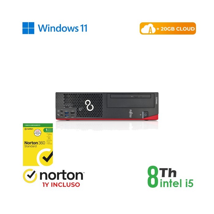 PC D758-958 SFF INTEL CORE I5-8 GEN 8GB 256GB SSD WINDOWS 11 PRO + NORTON ANTIVIRUS - RICONDIZIONATO (RN54522316)