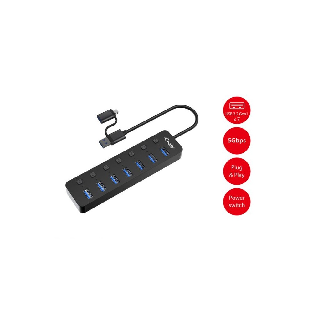 HUB USB 3.2 GEN 1 A 7 PORTE CON ALIMENTATORE (128965)