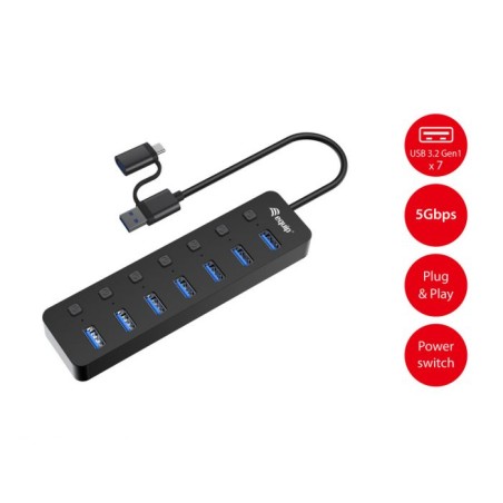 HUB USB 3.2 GEN 1 A 7 PORTE CON ALIMENTATORE (128965)