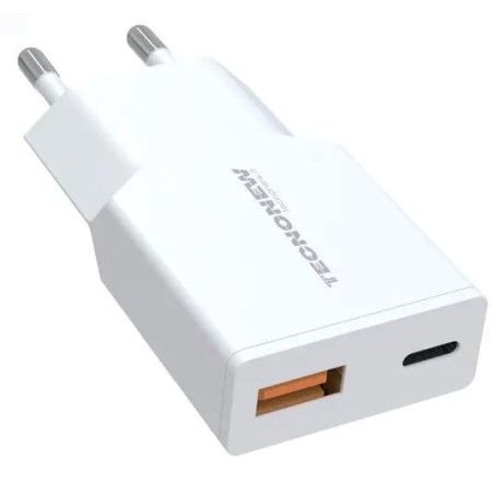 ALIMENTATORE CARICATORE UNIVERSALE USB + TYPE-C PD 20W (TN-738AC-20W)