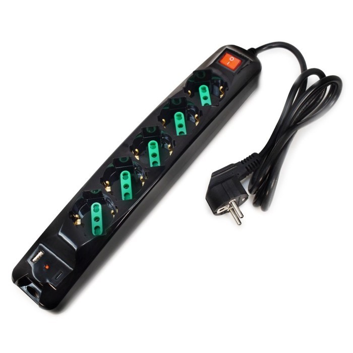 MULTIPRESA POWER CLEANER 5: INGRESSO SCHUKO - 5 USCITE ITALIA/SCHUKO - PORTE USB - TOGETHER ON (FMP5GIGUSB)