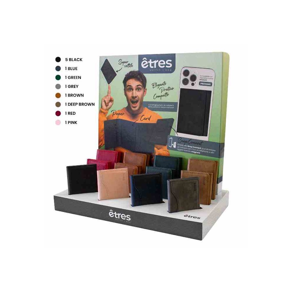 KIT 12 PZ SMART WALLET 5 BLACK + 1 PER COLORE CON EXPO