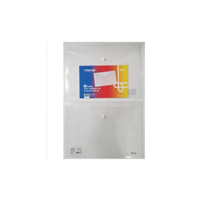 BUSTE PORTADOCUMENTI A4 CON BOTTONE - 10PZ - TRASPARENTI (ITR7011TR)