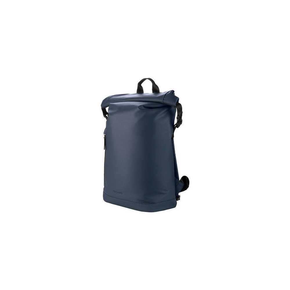 BORSA ZAINO ROLLO PER NOTEBOOK 15,6" E MACBOOK PRO 16" - IN TESSUTO RICICLATO RESINATO TASCA INTERNA E TASCA ESTERNA BLU (BKROL1