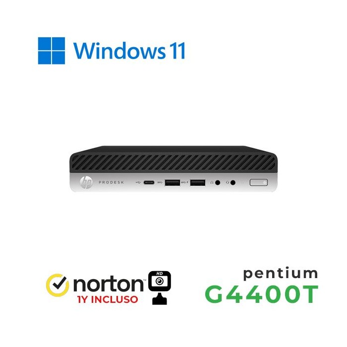 PC HP 600-800 G3 MINI PC INTEL G4400T 16GB 128GB SSD + 500GB HDD WINDOWS 11 PRO + NORTON ANTIVIRUS + WEBCAM - RICONDIZIONATO - G